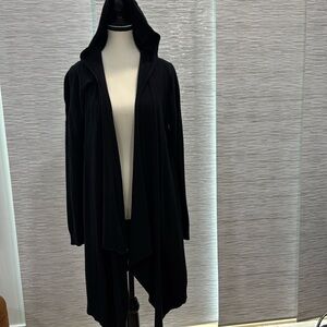 Cashmere cotton women's shall cardigan with hood  Size M. Color Black